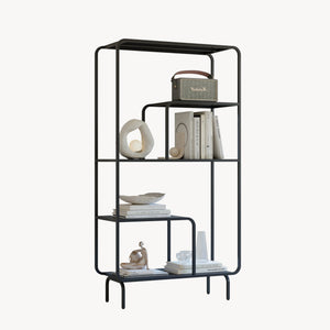Libreria in Acciaio Færder con Scomparti Aperti 145 x 76 x 33 cm - Nero Opaco [en.casa]