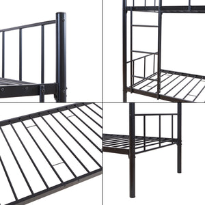 Lit superposé en métal Berimma avec 2 matelas 90 x 200 cm noir [en.casa] 