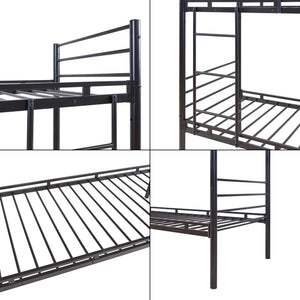 Lit superposé en métal Bevapis avec 2 matelas 90 x 200 cm noir [en.casa] 