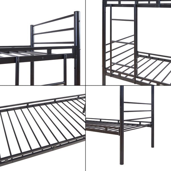 Lit superposé en métal Bevapis avec 2 matelas 90 x 200 cm noir [en.casa] 
