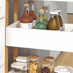 Carrello Portaoggetti Varulta Scaffale con Rotelle e 3 Scomparti 80 x 41 x 20 cm - Naturale / Bianco [en.casa]