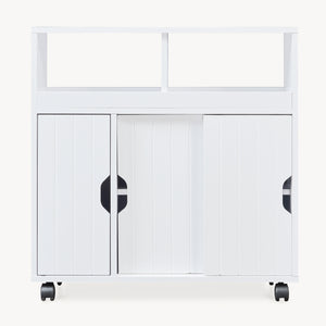 Armadietto Stretto Fadeskimma Mobile Contenitore con Rotelle e 3 Ante 72x70x20 cm Bianco [en.casa] 