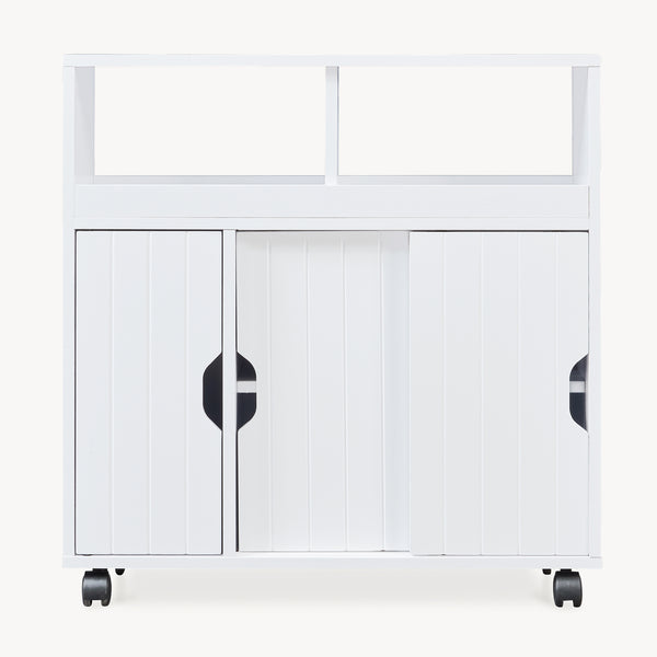 Armadietto Stretto Fadeskimma Mobile Contenitore con Rotelle e 3 Ante 72x70x20 cm Bianco [en.casa] 