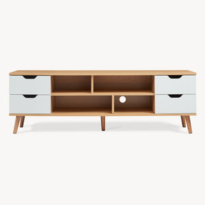 Meuble TV Bordkak 140 x 30 x 45 cm effet chêne blanc [en.casa] 