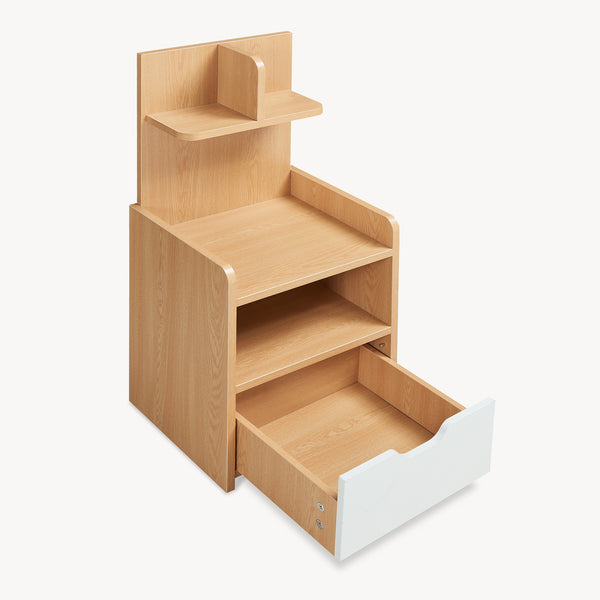 Table de nuit Bordkak avec une étagère 75 x 35 x 30 cm effet chêne / blanc [en.casa]