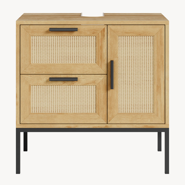 Waschbeckenunterschrank Marhasa 60x60x40 cm Eicheoptik/Schwarz [en.casa]