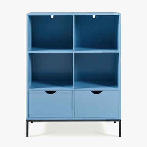 Libreria Colwyn a 4 Ripiani e 2 Cassetti Scaffale da Terra 105 x 80 x 40 cm - Blu [en.casa]