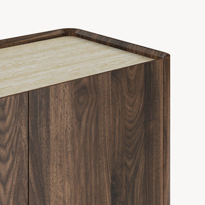 Fernsehschrank Trorlon 160x40x55 cm Walnussoptik/Travertin [en.casa]