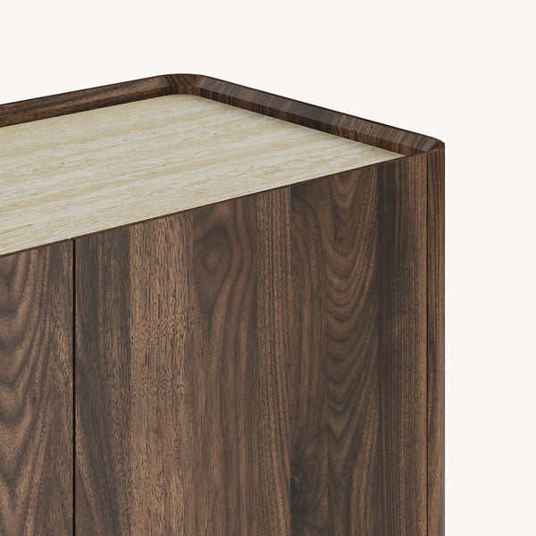 Fernsehschrank Trorlon 160x40x55 cm Walnussoptik/Travertin [en.casa]
