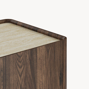 Table basse Trorlon 100 x 50 x 40 cm effet noyer / travertin [en.casa]
