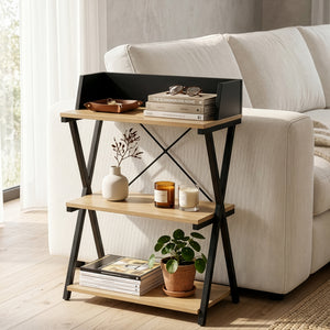 Libreria a colonna Kappespoo 84x50x30 cm Nero/effetto quercia [en.casa]
