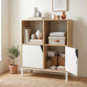 Buffet Kerrköndam 94 x 76 x 40 cm effet chêne blanc [en.casa]