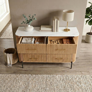 Commode Kokunse avec 6 tiroirs 120x42x78 cm aspect chêne [en.casa]