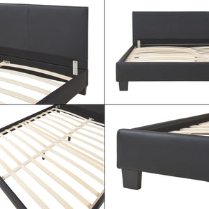 Lit Double Rembourré Albacete Sommier à Lattes Similicuir 160 x 200 cm Noir Corium