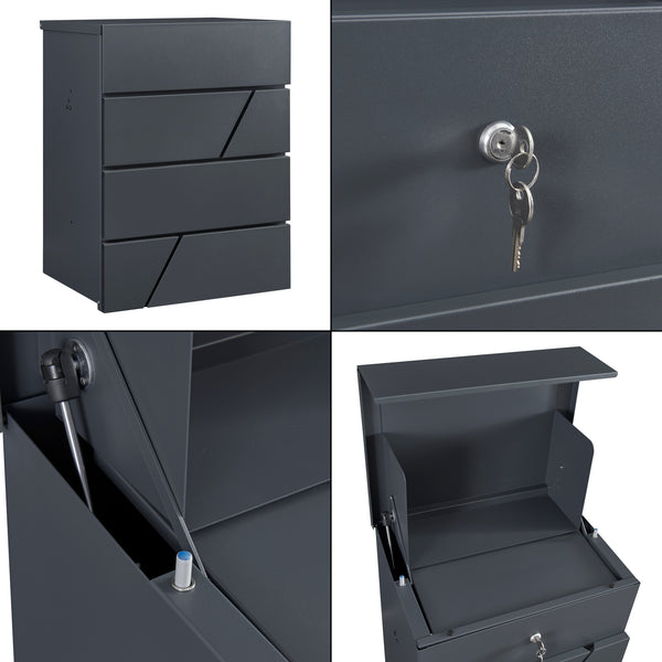 Cassetta Postale Søllerød a Muro per Pacchi 58 x 44 x 35 cm Antracite [en.casa]