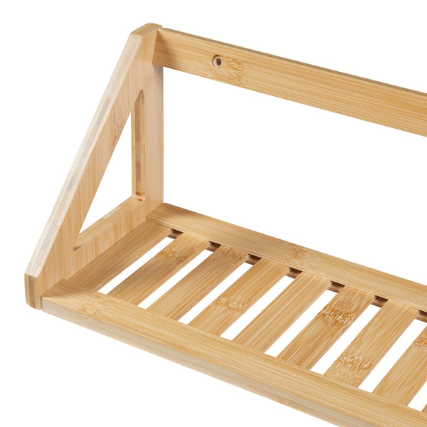 Set Gjerdrum di 2 Mensole da Muro con Piani a Doghe - Bambù Naturale [en.casa] 