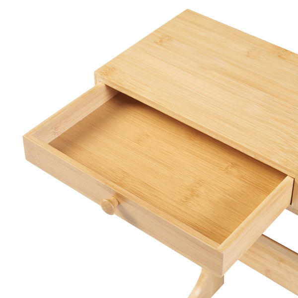 Réhausseur d'écran Hallstahammar avec 2 tiroirs bambou 56 x 18 x 10 cm naturel [en.casa]