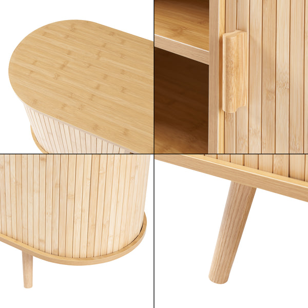 Credenza Nordkapp con Ante Scorrevoli 140 x 40 x 56 cm Naturale [en.casa] 