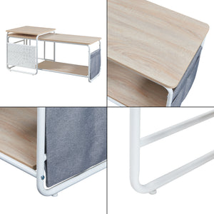 Ensemble de meuble TV et table d'appoint gigognes Dyrøy blanc effet chêne gris [en.casa]
