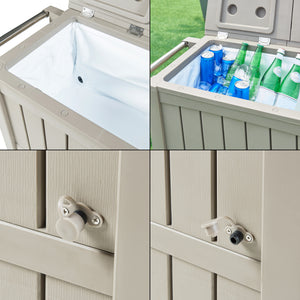 Chariot de service avec glacière Arsita 102 x 47 x 87 cm beige aspect bois casa.pro