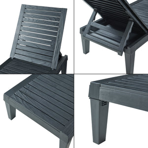 Chaise longue de jardin Ateleta 172 x 58 x 74 cm noir structuré casa.pro