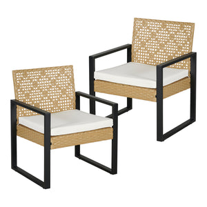 Salon de jardin 4 pièces Calciano aspect rotin beige noir naturel casa.pro
