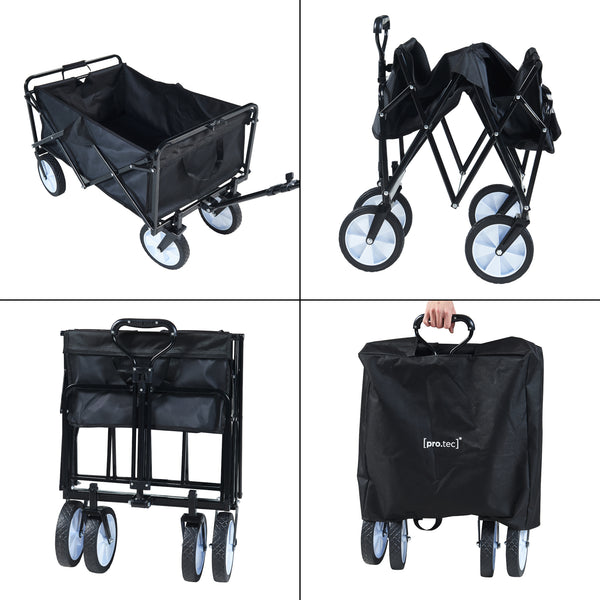 Chariot de jardin Stenlille pliable capacité de charge 80 kg noir pro.tec