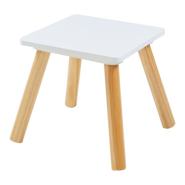 Set Ovanåker di Tavolo da Trucco e Sgabello per Cameretta - Bianco/Naturale [en.casa]
