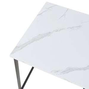 Lot de 3 tables basses gigognes Trollhättan noir effet marbre blanc [en.casa]