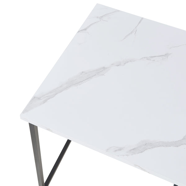Lot de 3 tables basses gigognes Trollhättan noir effet marbre blanc [en.casa]