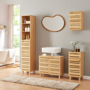 Waschbeckenunterschrank Epind 60x66x30 cm Bambus Natur [en.casa]