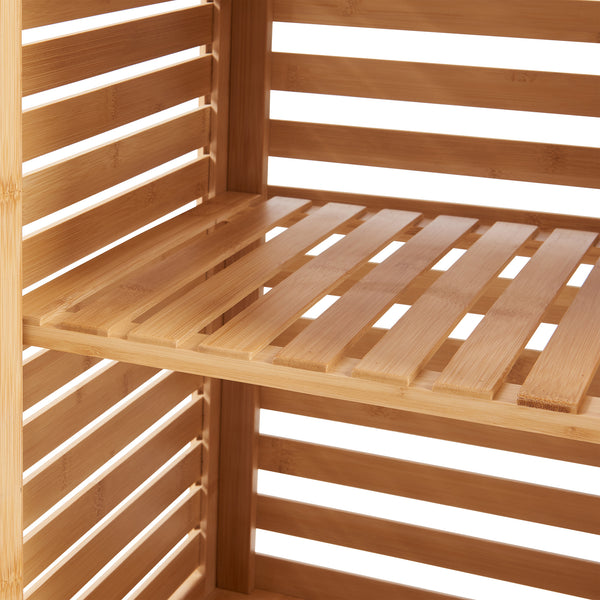Meuble colonne de salle de bain Boksereys bambou 180 x 35 x 35 cm [en.casa]