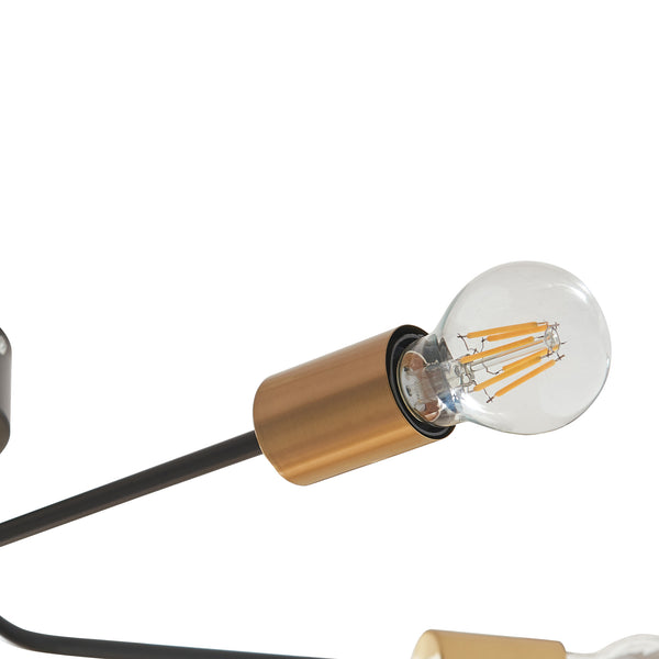 Lampada da Soffitto Benfleet con 5 Bracci in Metallo Nero con Attacchi Ottone lux.pro 