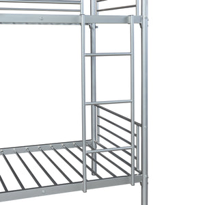 Metall-Etagenbett Soppsar mit 2 Matratzen 200x90 cm Silber [en.casa]