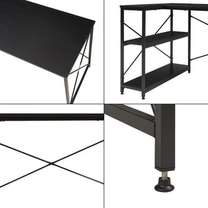 Scrivania Angolare Raundsvalt Tavolo a L con Laterale Reversibile 137x88x75 cm Nero [en.casa]