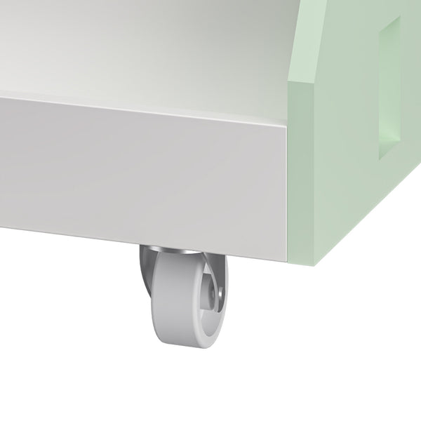 Carrello Porta Libri Vipsali per Cameretta Design a Casetta 50x33x34 cm Menta Verde / Bianco [en.casa] 