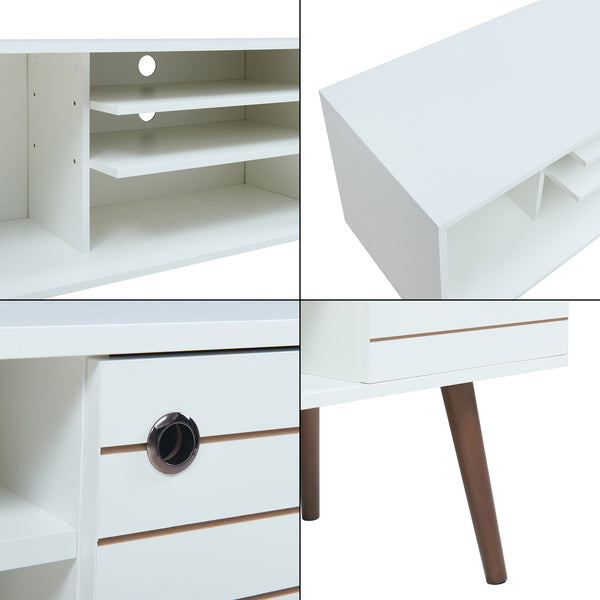 Meuble TV Vare 130 x 40 x 66 cm blanc [en.casa] 