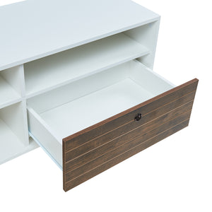 Meuble TV Vare 165 x 40 x 66 cm blanc effet noyer [en.casa]