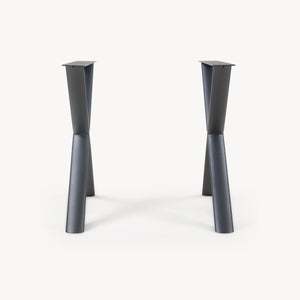 Set di 2 Gambe Klixjö con Profili Ovali a X per Mobili 'Fai da Te' 72 x 70 x 10 cm - Acciaio Nero [en.casa]