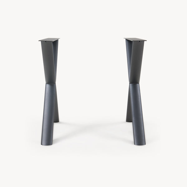 Set di 2 Gambe Klixjö con Profili Ovali a X per Mobili 'Fai da Te' 72 x 70 x 10 cm - Acciaio Nero [en.casa]