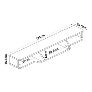 Meuble TV Aar mural 135 x 30 x 16 cm blanc [en.casa] 