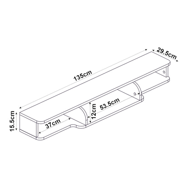Meuble TV Aar mural 135 x 30 x 16 cm blanc [en.casa] 