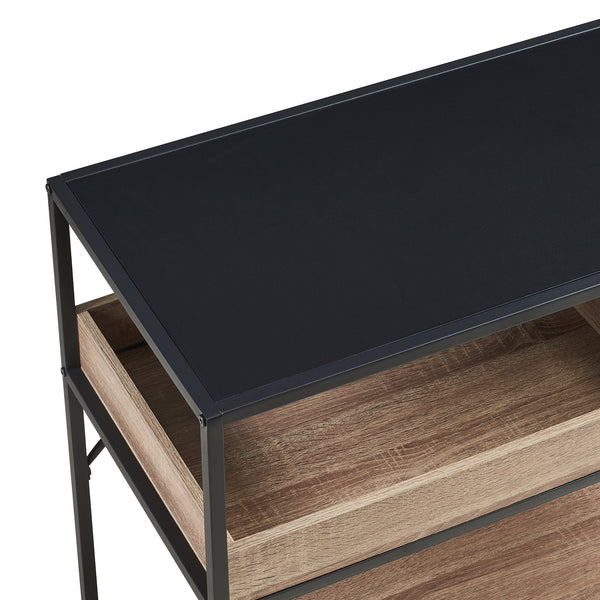 Table console Belana 110 x 40 x 80 cm noir effet chêne [en.casa]