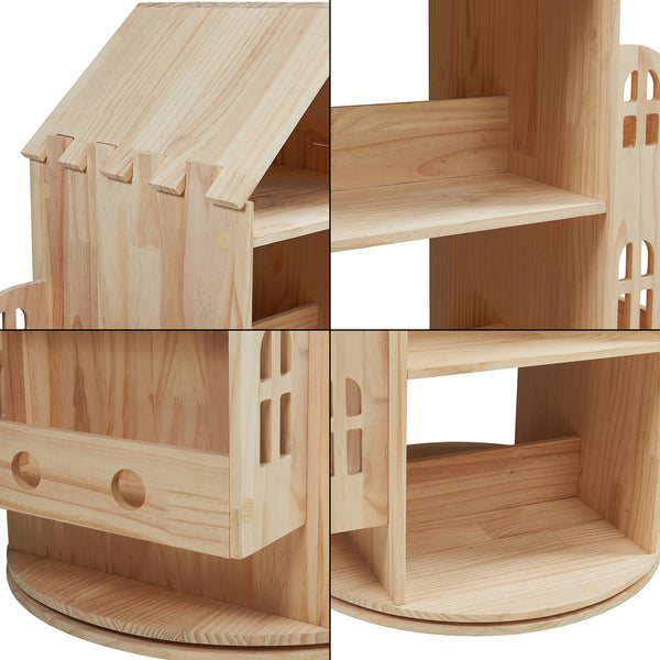 Libreria Girevole per Cameretta Sanköre Scaffale Rotante Design Casetta 122x64x43 cm Legno Naturale [en.casa] 
