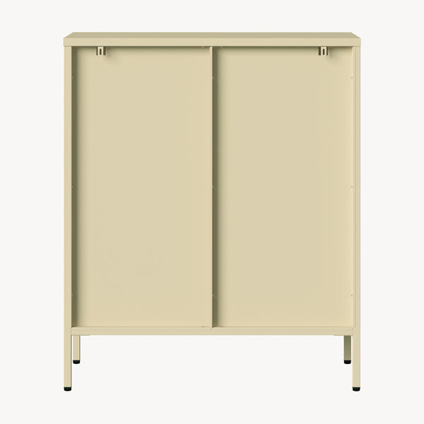Vetrina-Sideboard Klippestad Acciaio 95x80x35 cm Colore cammello [en.casa]