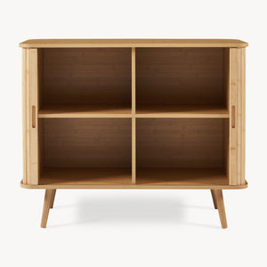 Mobile Contenitore Nordkapp con 2 Ante Scorrevoli in Bambù 100 x 40 x 80 cm - Color Naturale [en.casa]