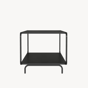 Tavolino da Salotto Færder in Acciaio con Doppio Ripiano 115x50x45 cm Nero opaco [en.casa]
