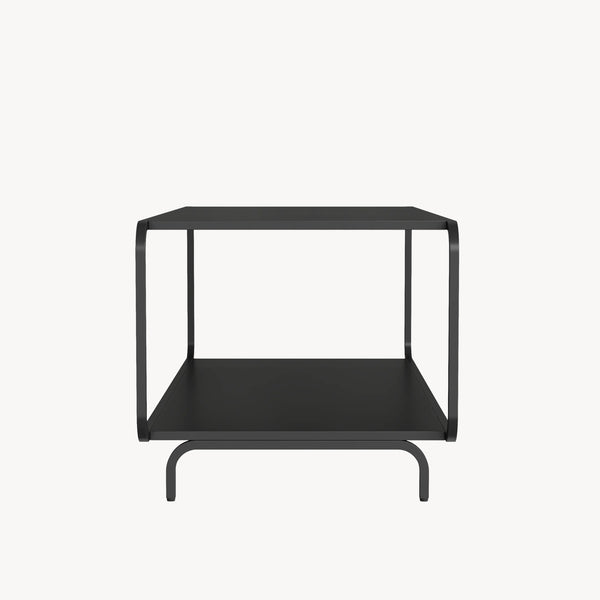 Tavolino da Salotto Færder in Acciaio con Doppio Ripiano 115x50x45 cm Nero opaco [en.casa]