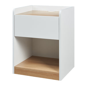 Table de chevet Kuorshare 55 x 42 x 37 cm blanc effet chêne [en.casa]