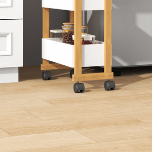 Carrello Portaoggetti Varulta Scaffale con Rotelle e 3 Scomparti 80 x 41 x 20 cm - Naturale / Bianco [en.casa]